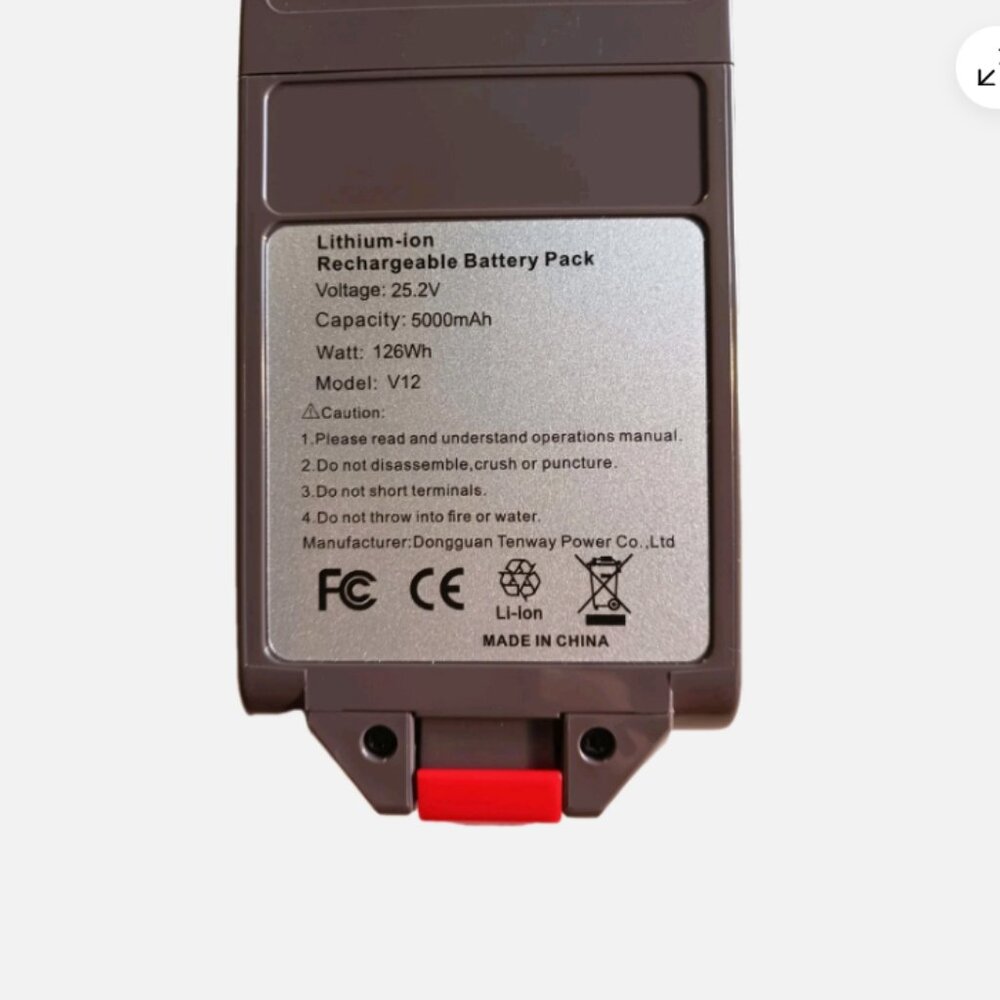 Lithium-Ion Rechargeable Battery Pack V12 - 25.2V - 5000mAh - 126Wh Replacement.